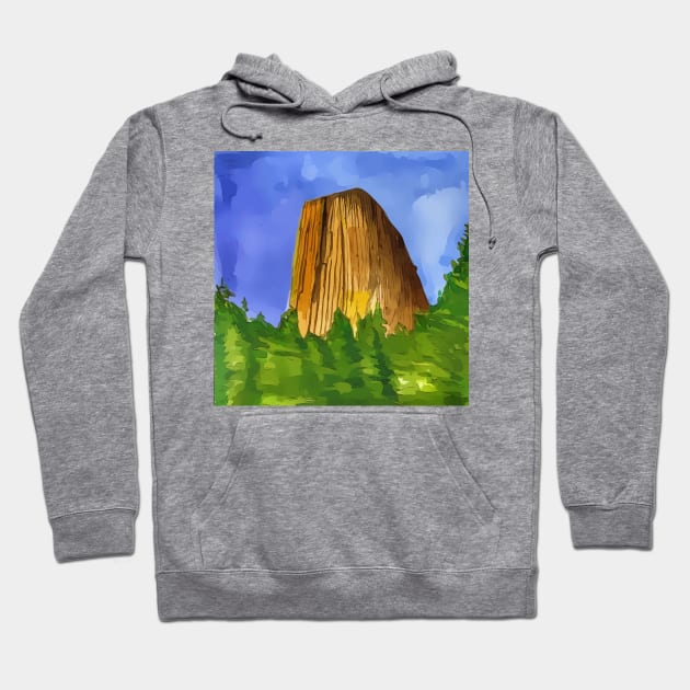 Devils Tower in Wyoming Hoodie by WelshDesigns